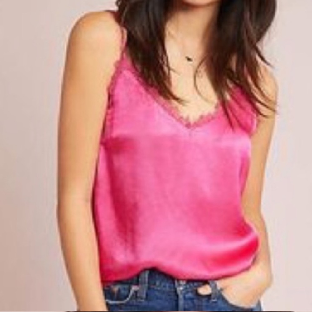 Anthropologie Fuchsia Cami w/ Lace Trim - NWOT
